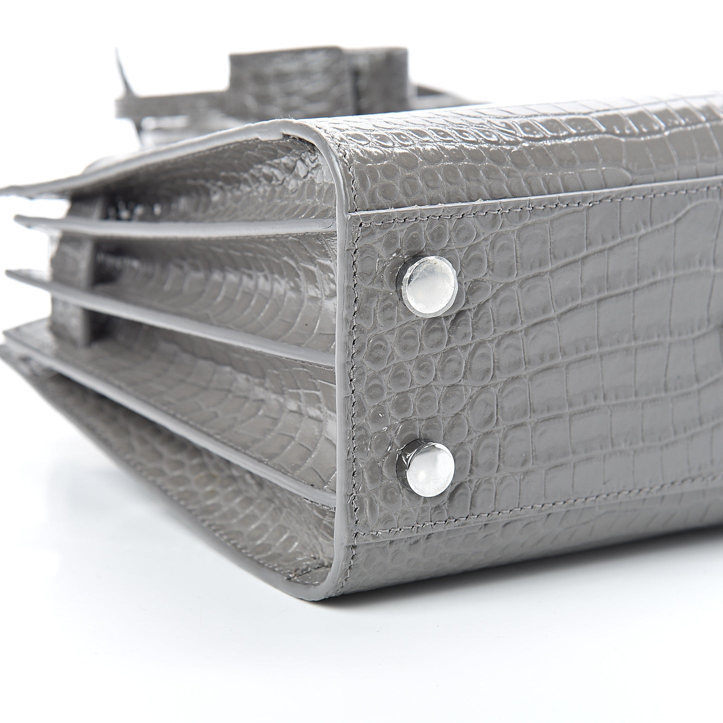 Calfskin Crocodile Embossed Nano Sac De Jour Fog