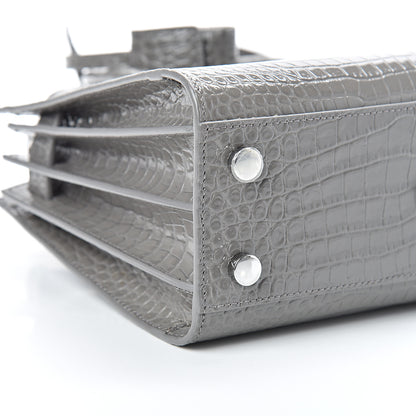 Saint Laurent Calfskin Crocodile Embossed Nano Sac De Jour Fog 7 of 11