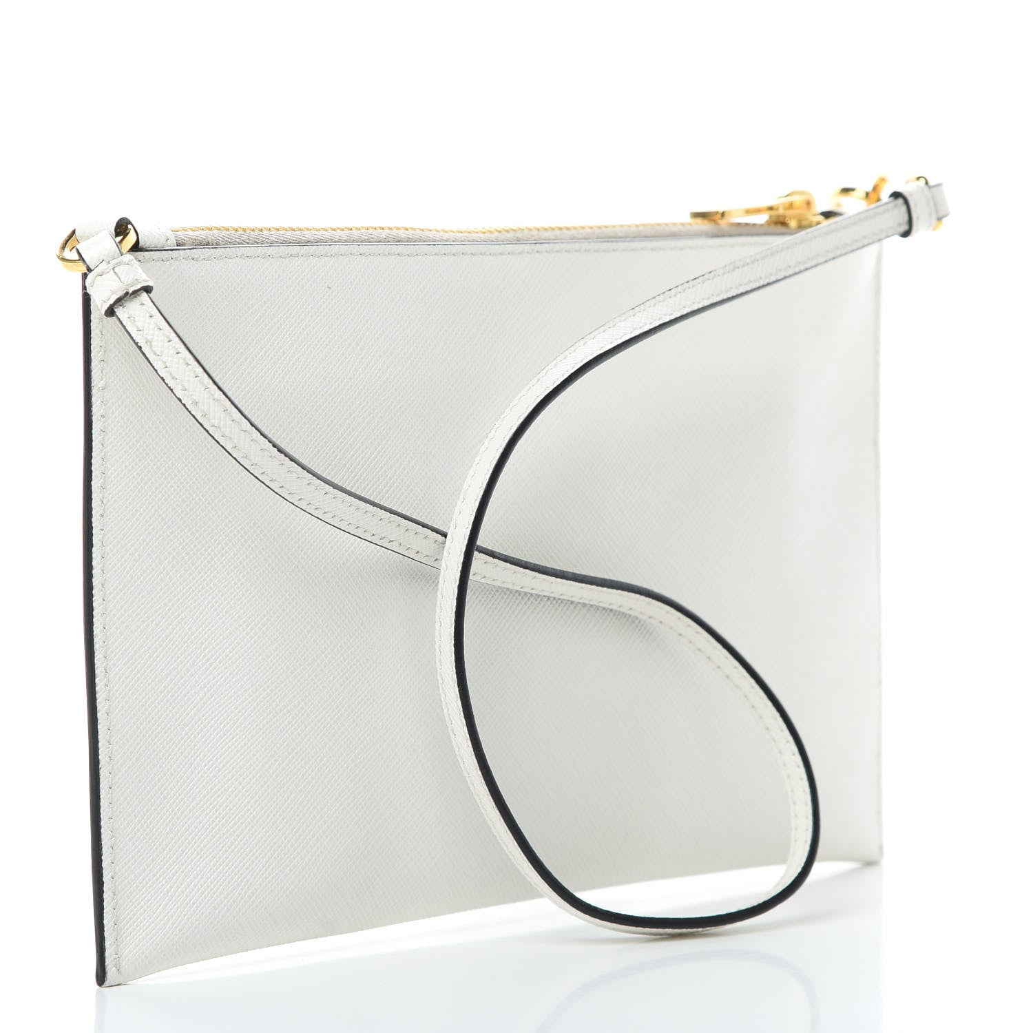 Prada Saffiano Small Flat Pouch Talco 3 of 9