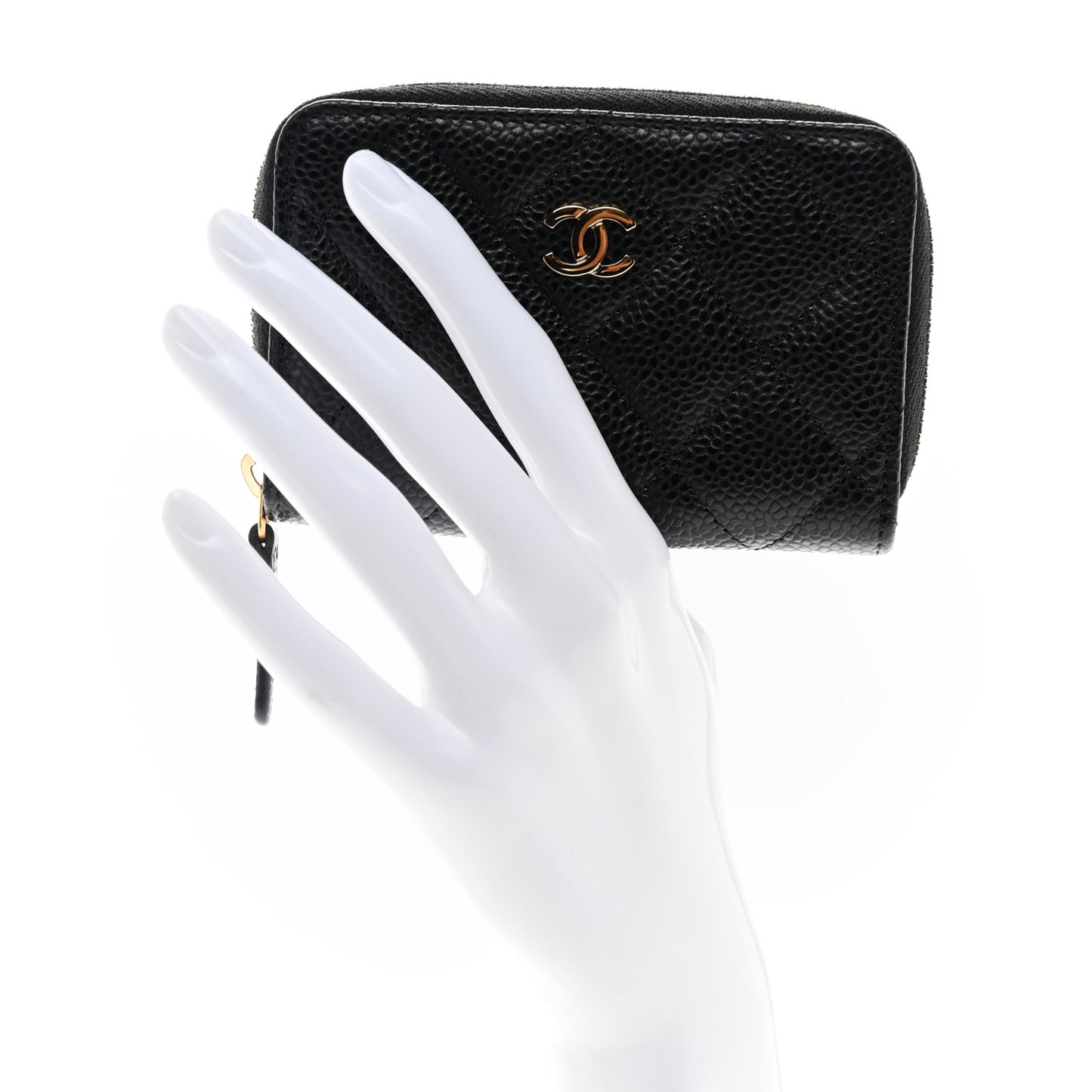 Caviar Quilted Zip Coin Purse Black