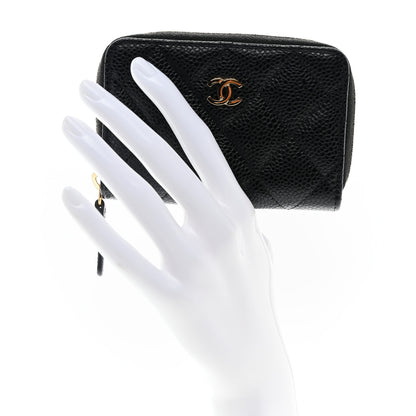 Chanel Caviar Quilted Zip Coin Purse Black 2 of 8