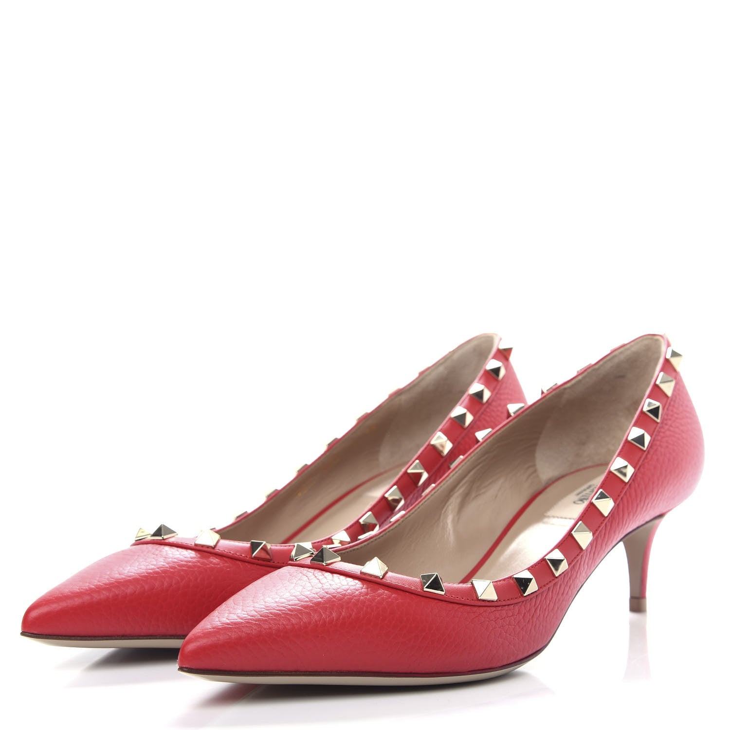 Valentino Garavani Pebbled Calfskin Rockstud 50mm Pumps 39 Rouge Pur 3 of 11