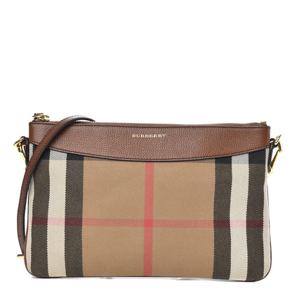 Burberry House Check Derby Peyton Crossbody Clutch Bag Tan 1 of 10