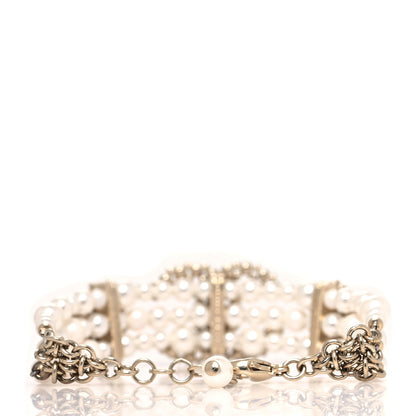 Chanel Crystal Pearl CC Bracelet Gold 3 of 4