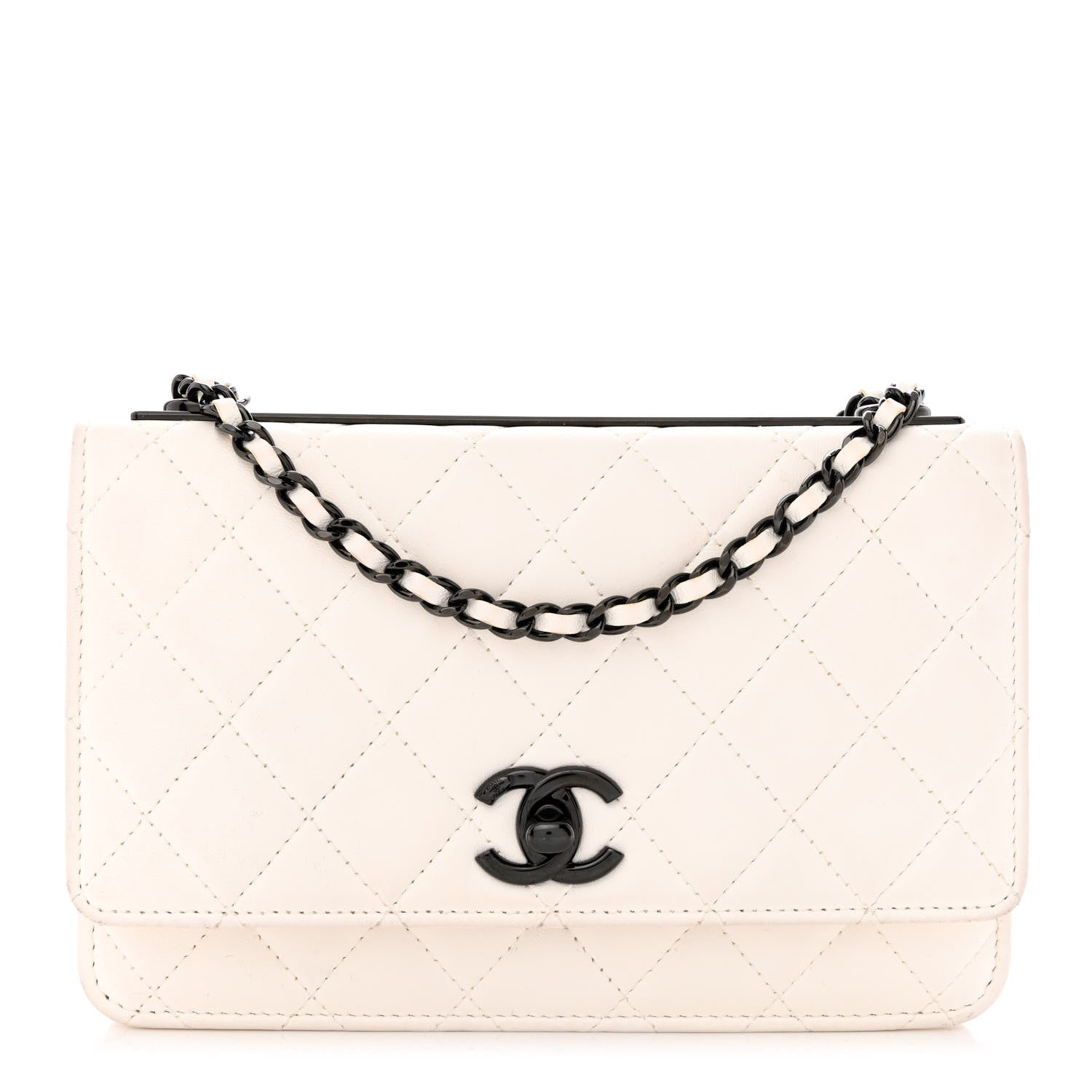 Chanel Lambskin Quilted Trendy CC Wallet On Chain WOC White 1 of 13
