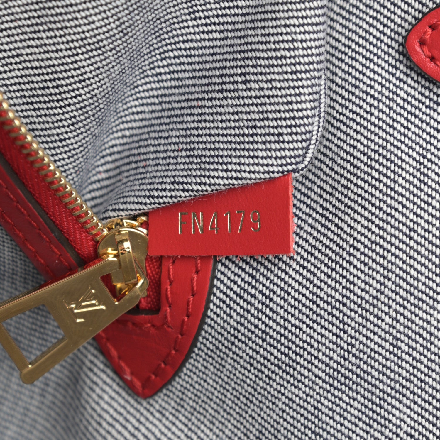 Louis Vuitton Denim Damier Monogram Onthego Blue Rouge 7 of 10