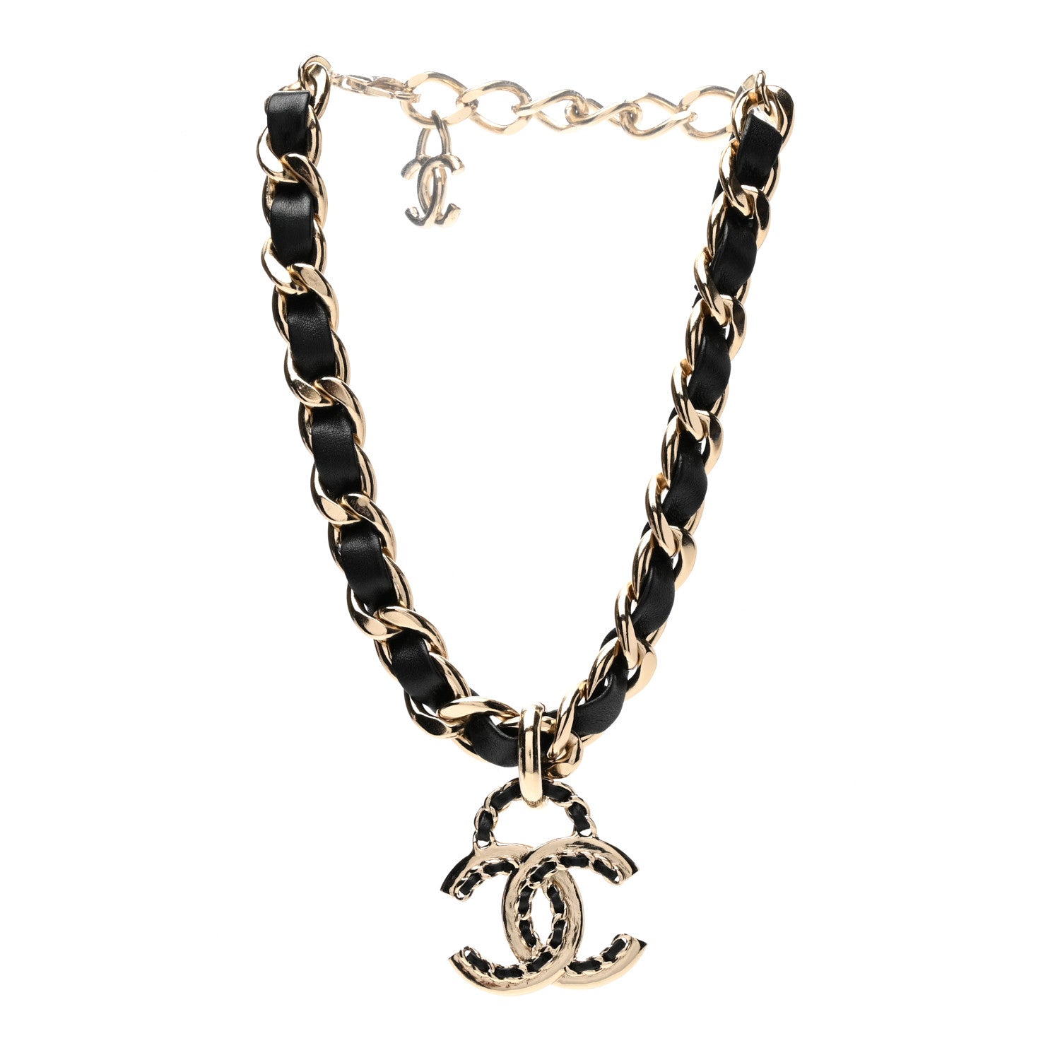 Chanel Metal Lambskin CC Choker Necklace Black Gold 3 of 4