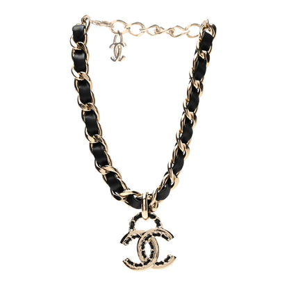 Chanel Metal Lambskin CC Choker Necklace Black Gold 3 of 4