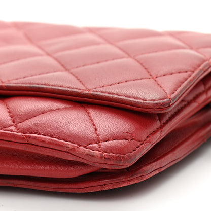Chanel Lambskin Quilted Wallet On Chain WOC Red 11 of 17