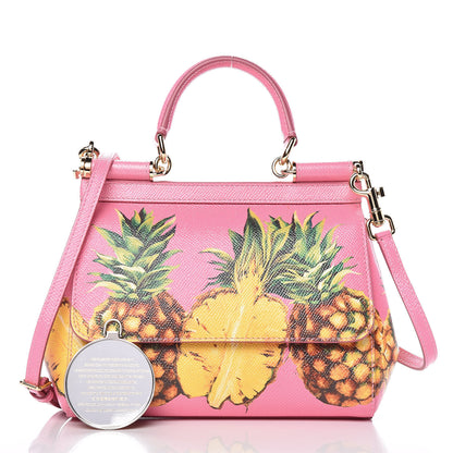 Dolce & Gabbana Dauphine Pineapple Print Small Miss Sicily Satchel Rosa 3 of 10