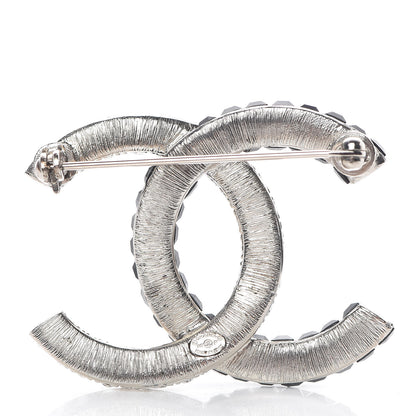 Chanel Baguette Crystal CC Brooch Silver Black 3 of 5
