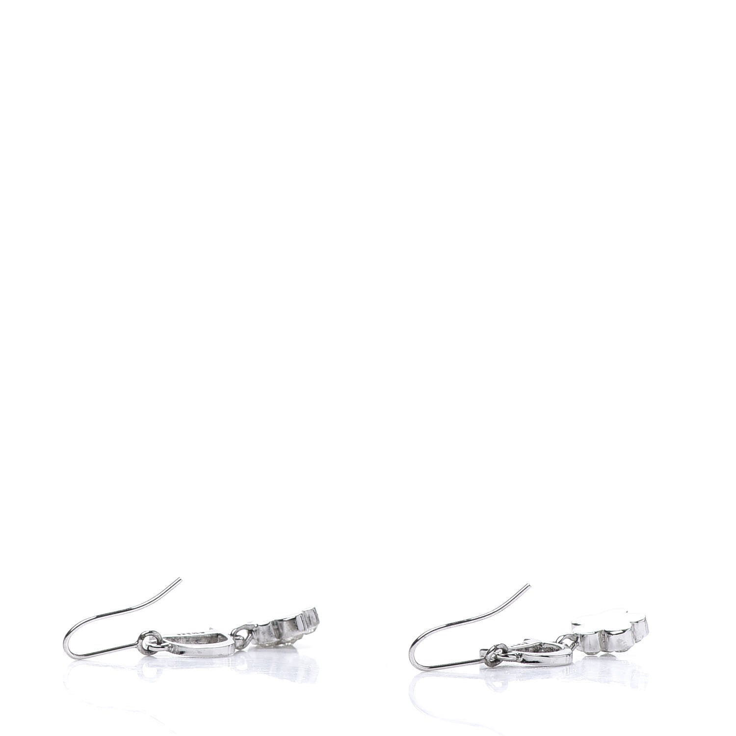 Christian Dior Crystal Flower Dangle Earrings Silver 4 of 4