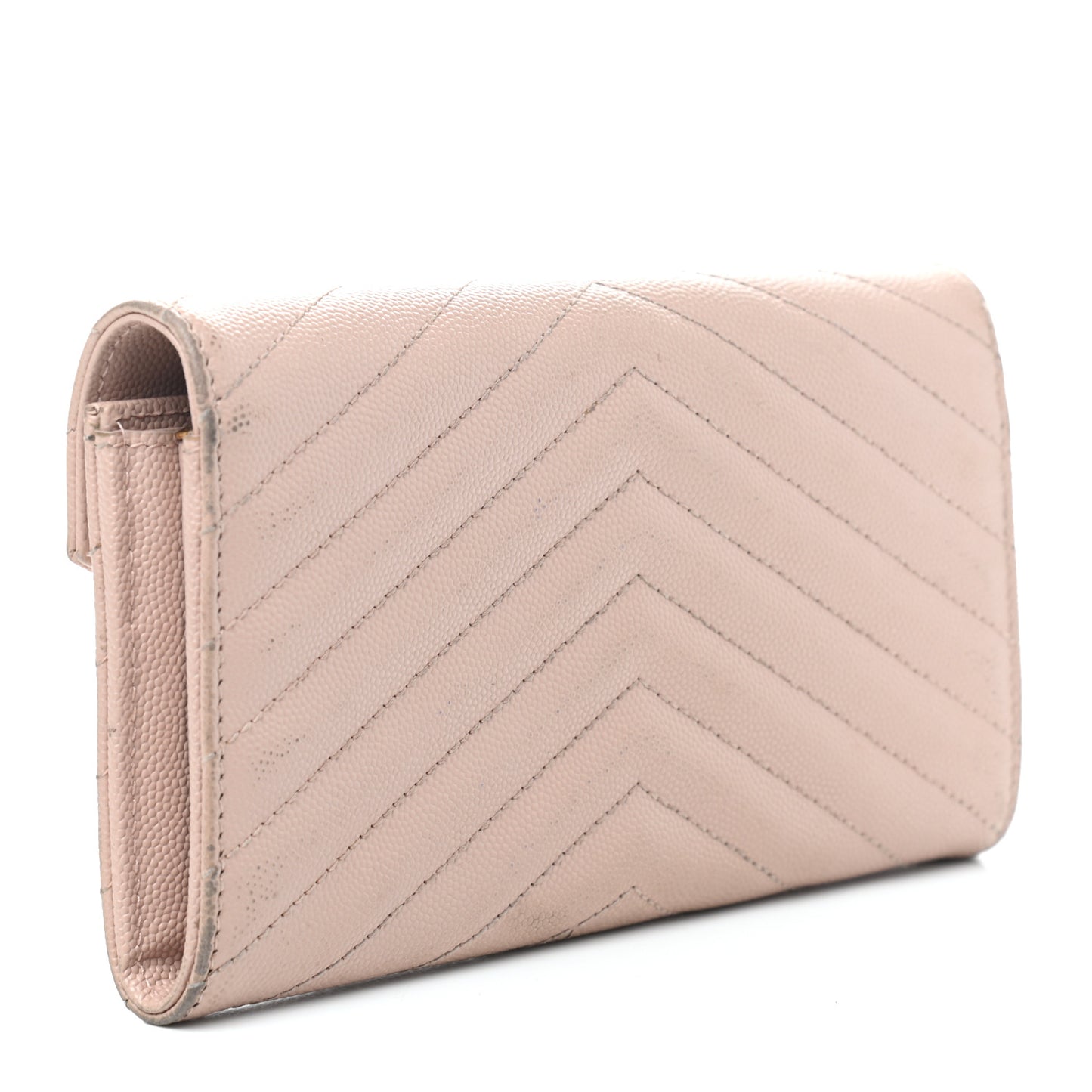Grain De Poudre Matelasse Chevron Monogram Flap Wallet Pale Pink