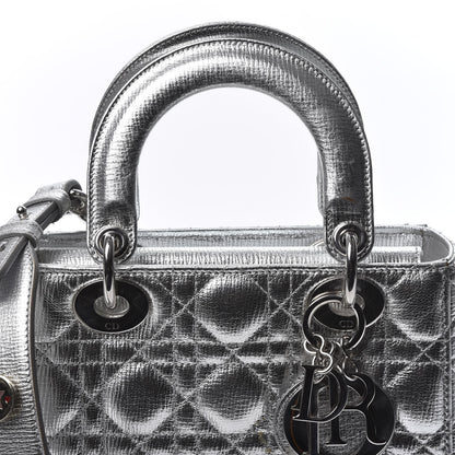 Christian Dior Metallic Grained Calfskin Cannage Small Lucky Badges My Lady Dior Silver 11 of 11