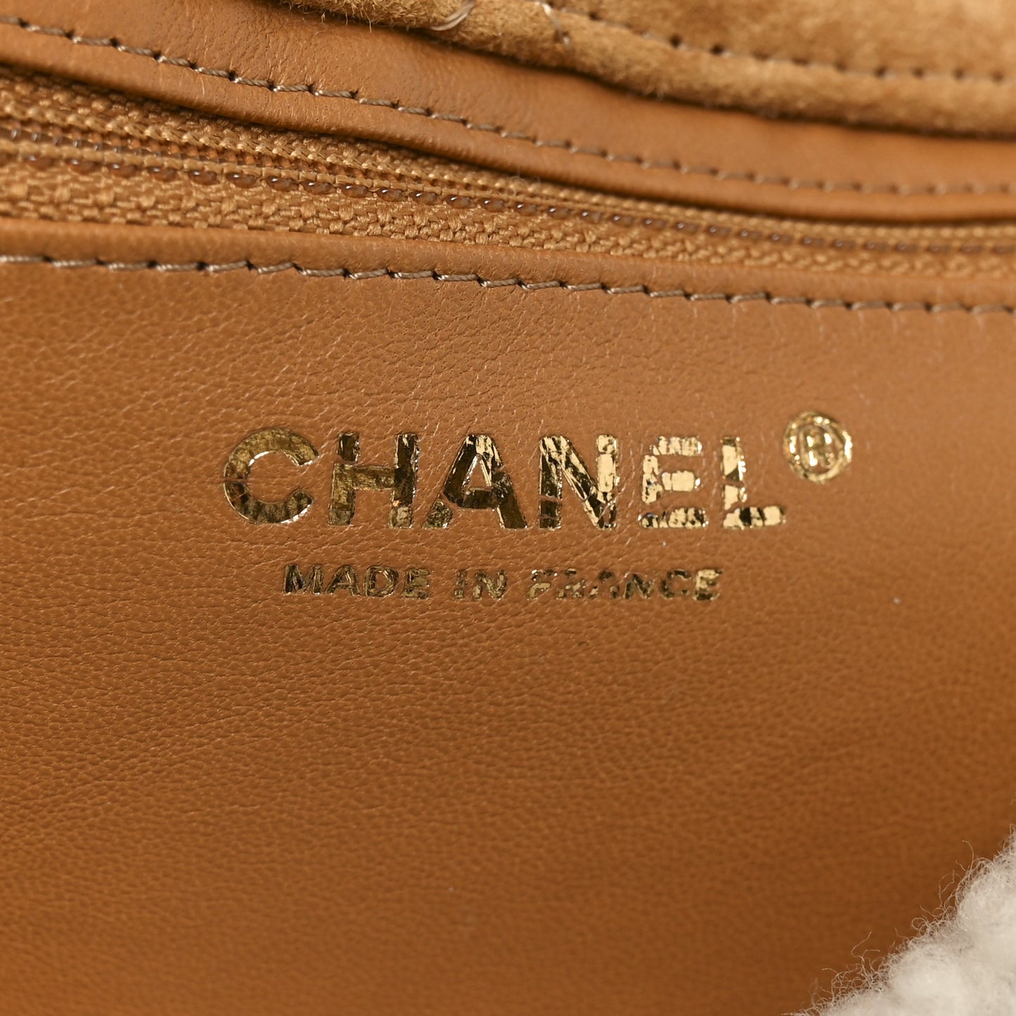 Shearling Lambskin Quilted Medium Coco Neige Single Flap Beige