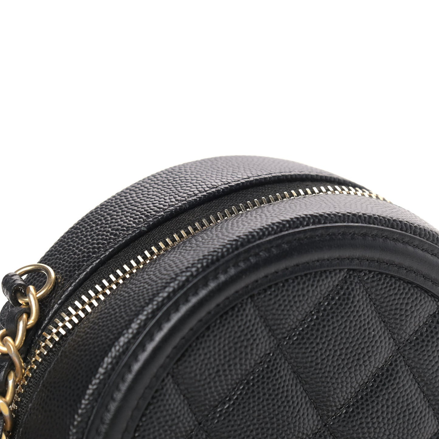 Caviar Quilted Round Filigree Crossbody Black