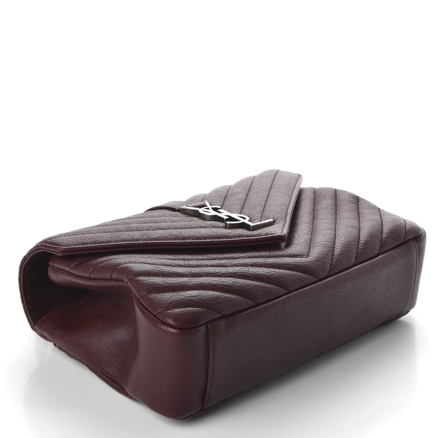 Saint Laurent Sheepskin Matelasse Chevron Monogram Medium College Bag Rouge Legion 4 of 10