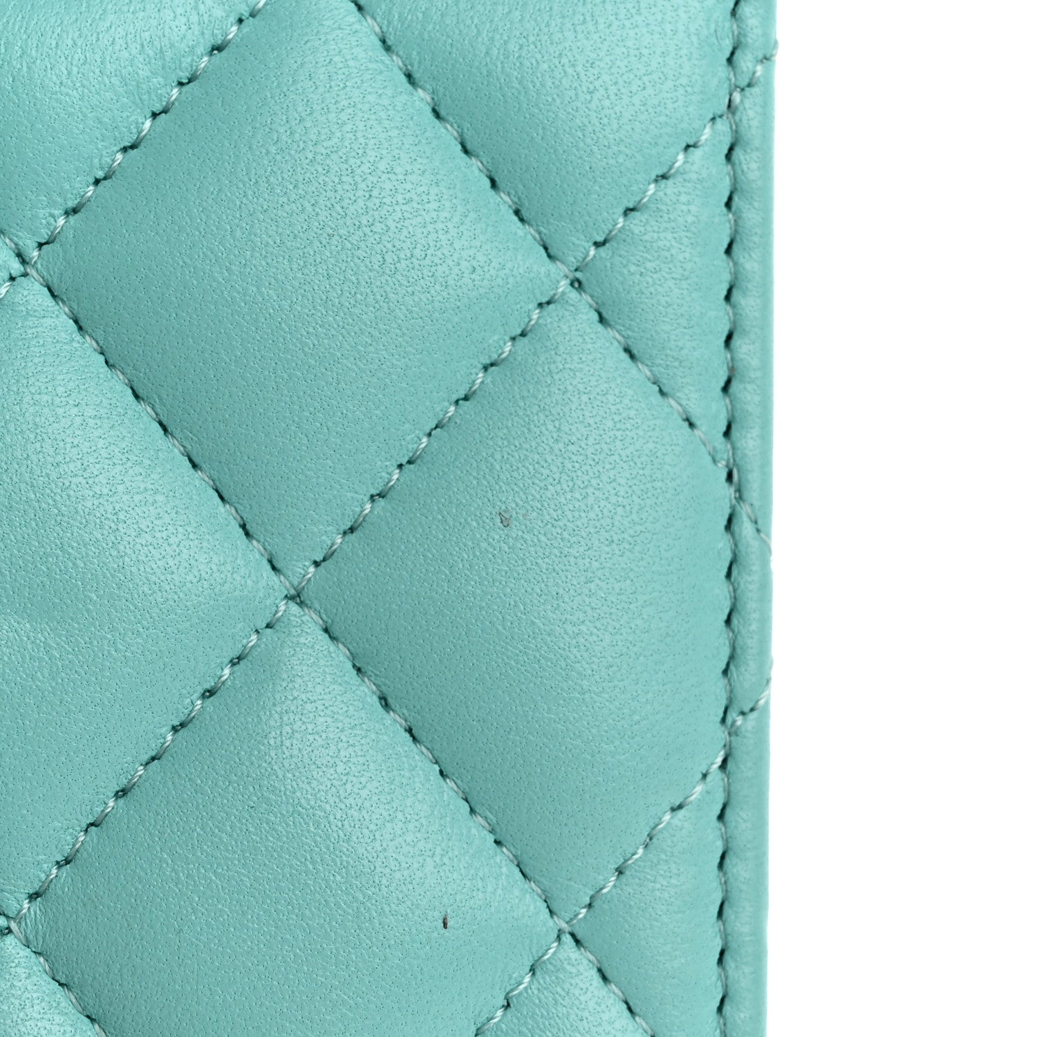 Chanel Lambskin Quilted Compact Flap Wallet Turquoise 11 of 13