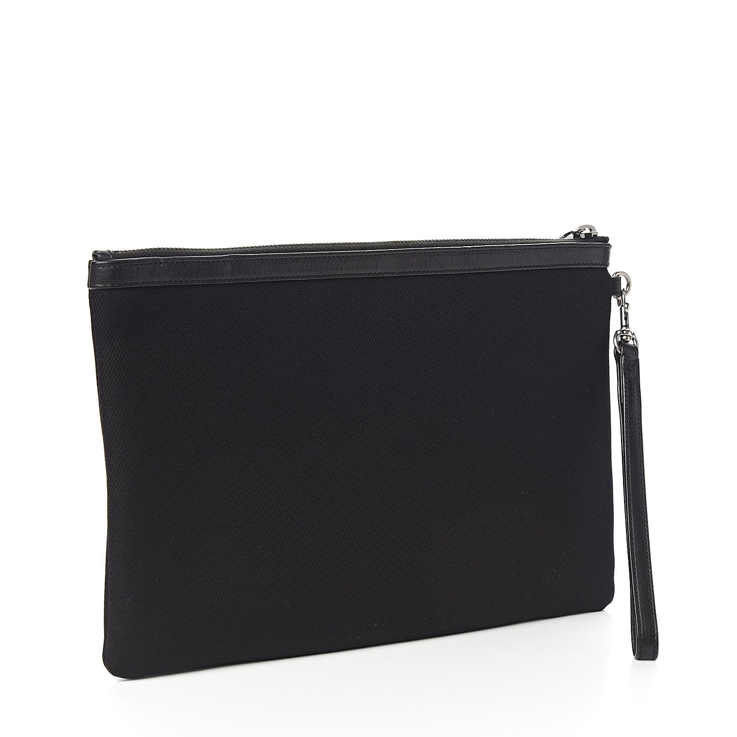 Saint Laurent Linen Canvas Rive Gouche Zipped Pouch Black 2 of 8