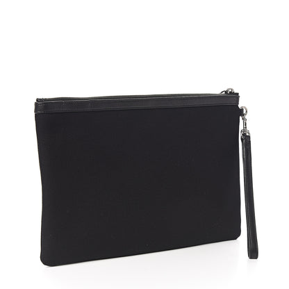 Saint Laurent Linen Canvas Rive Gouche Zipped Pouch Black 2 of 8