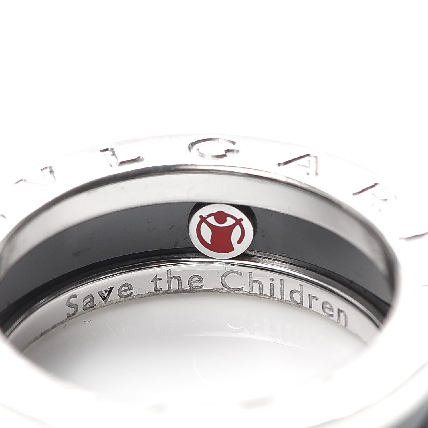 Bulgari Sterling Silver Ceramic Save The Children One-Band Ring 51 5.75 4 of 7