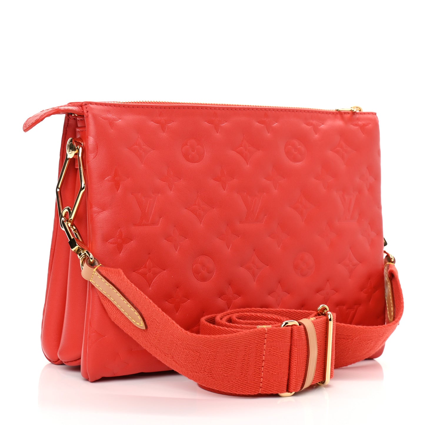 Lambskin Embossed Monogram Coussin PM Red