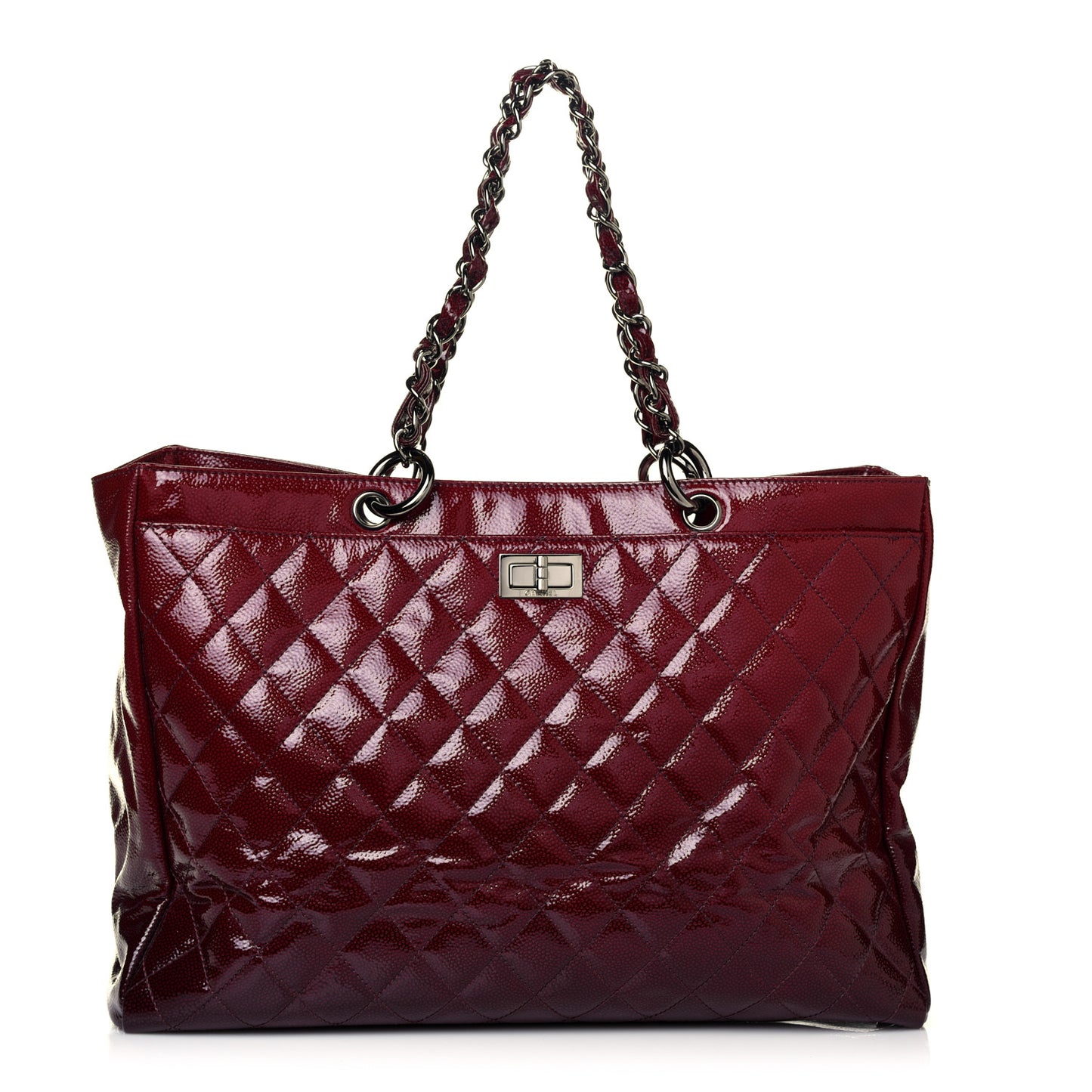 Patent Caviar Diamond Quilted Large Shine Reissue Tote Red
