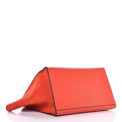 Celine Drummed Calfskin Suede Large Trapeze Vermillion 4 of 6