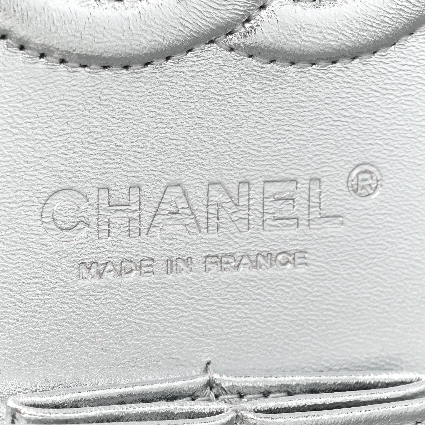 Hammered Metallic Calfskin Quilted Small Double Flap Silver