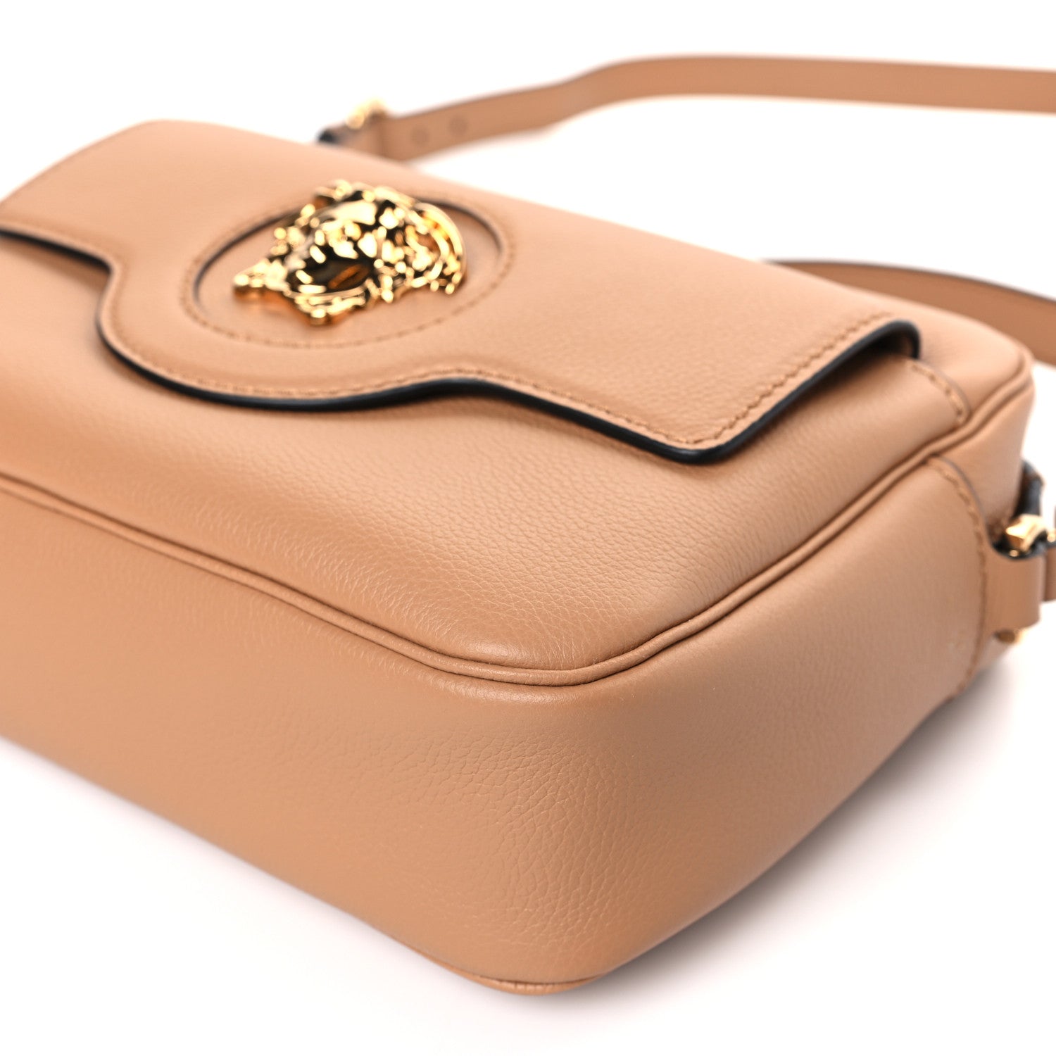 Versace Grained Calfskin La Medusa Shoulder Bag Brown 8 of 8