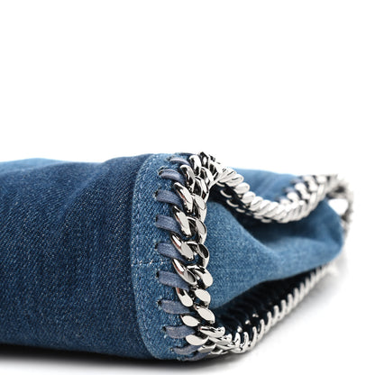Stella McCartney Eco Denim Chevron Quilted Mini Falabella Fold Over Tote Blue 6 of 8