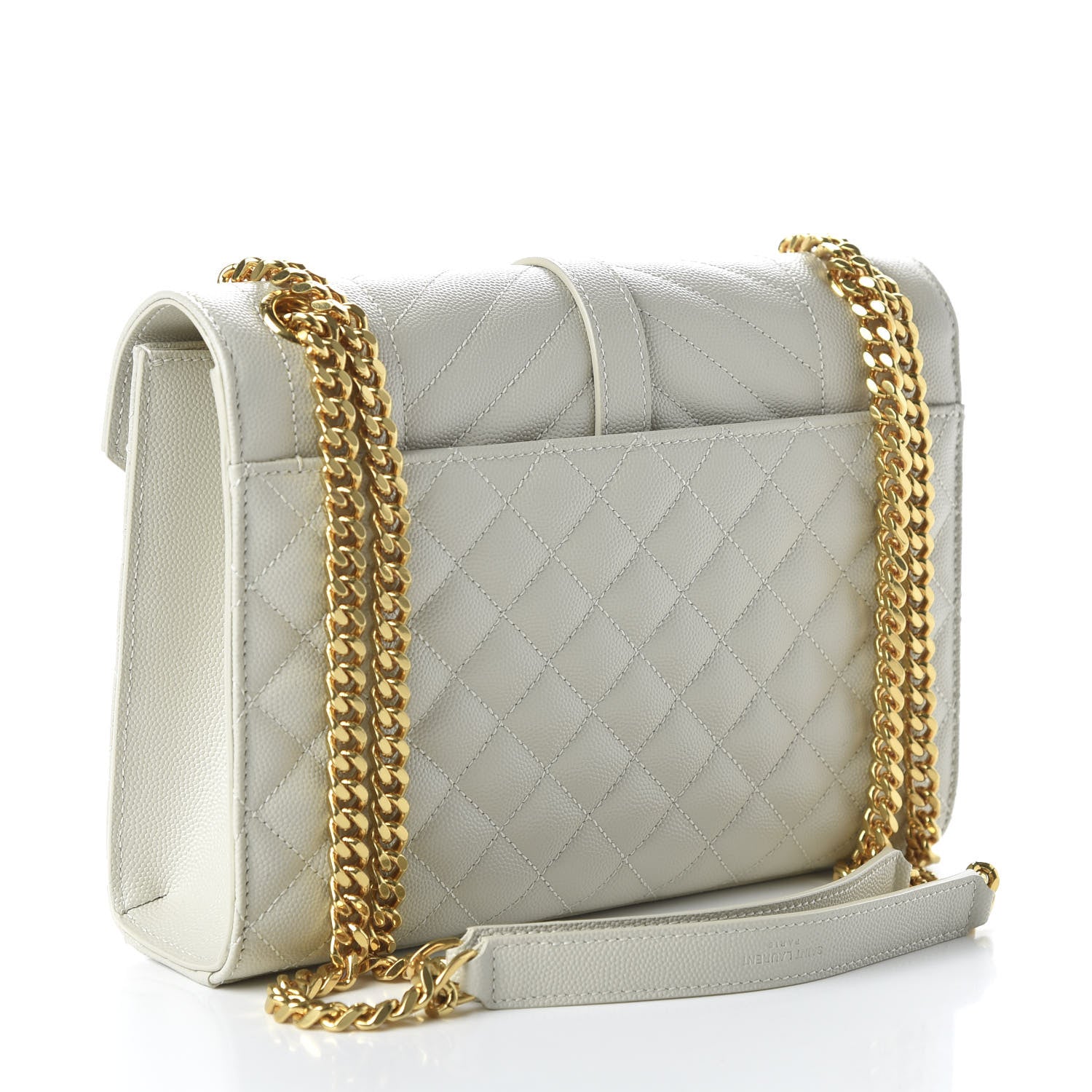 Saint Laurent Grain De Poudre Textured Mixed Matelasse Medium Triquilt Monogram Satchel Porcellana 3 of 10