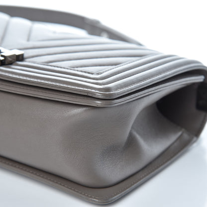 Chanel Calfskin Chevron Quilted Medium Boy Flap Grey 11 of 15