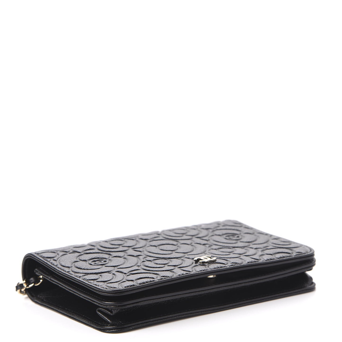 Caviar Camellia Embossed Wallet On Chain WOC Black