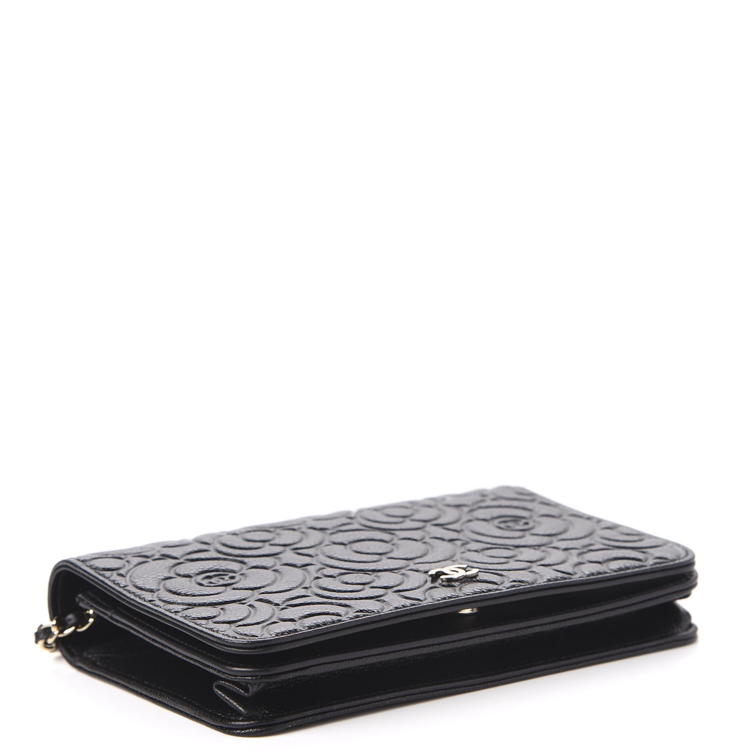 Chanel Caviar Camellia Embossed Wallet On Chain WOC Black 4 of 11