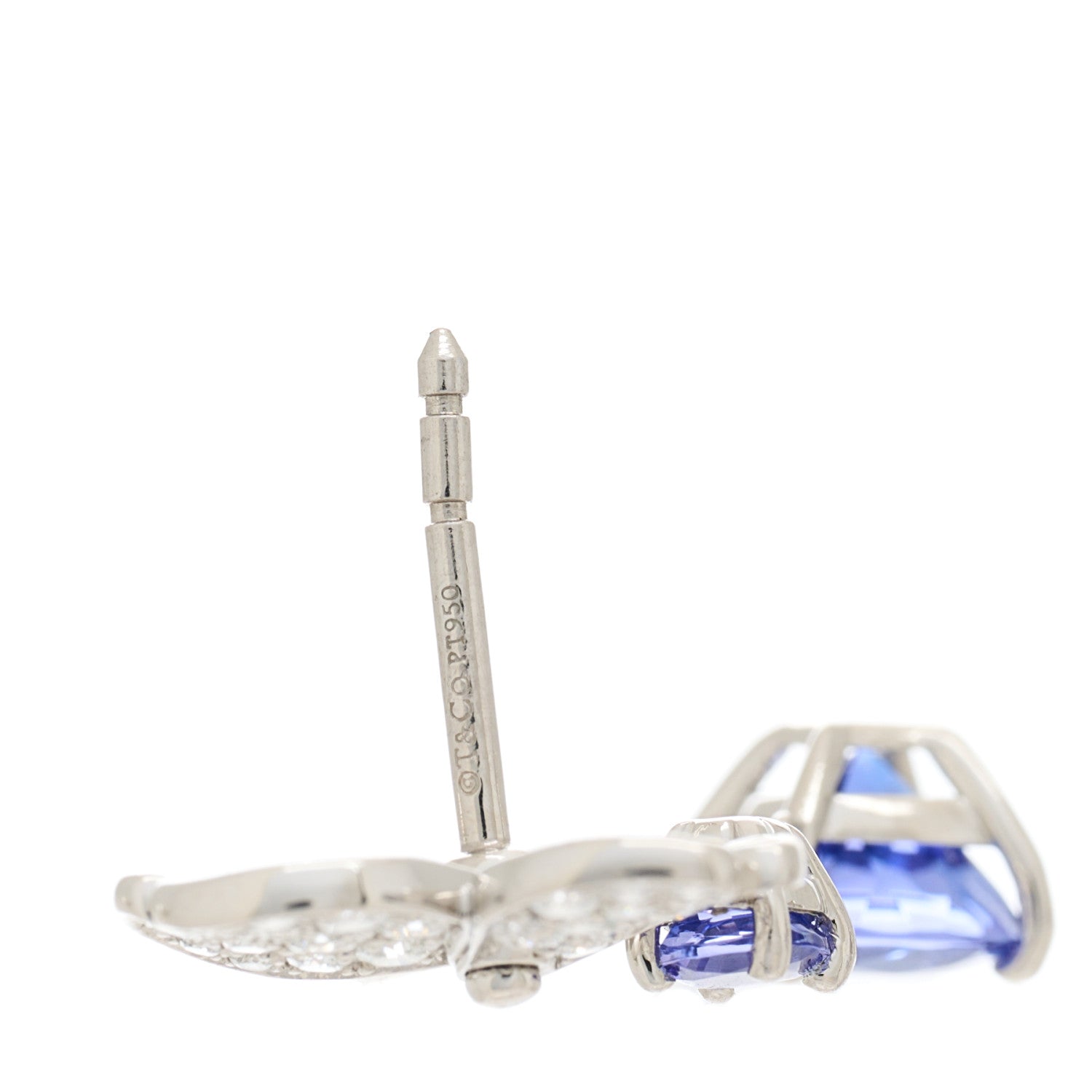 Tiffany Platinum Diamond Tanzanite Paper Flowers Single Drop Earrings 4 of 4