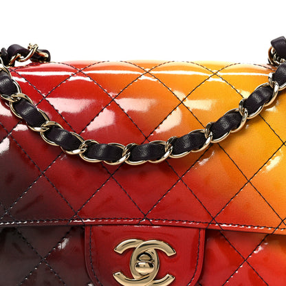 Chanel Shaded Patent Calfskin Quilted Mini Rectangular Flap Red Yellow Dark Purple 8 of 10