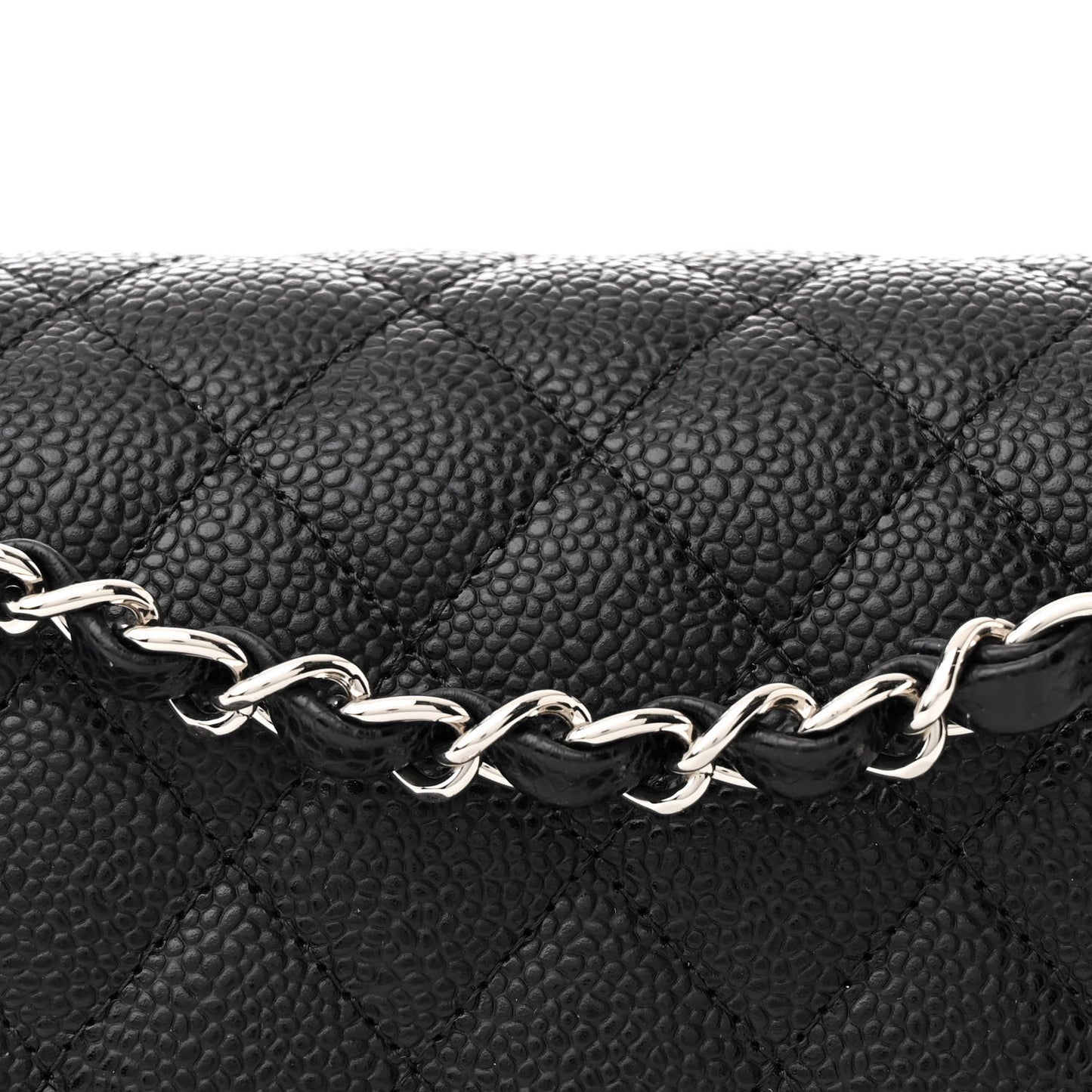 Caviar Quilted Medium Double Flap Black