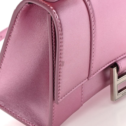 Balenciaga Metallic Shiny Calfskin Hourglass Top Handle Bag XS Pink 13 of 15