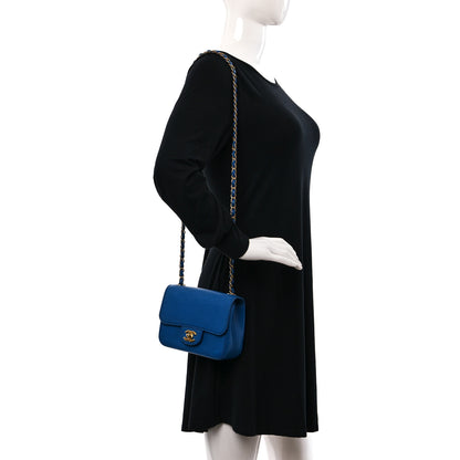 Chanel Grained Calfskin Mini Square Classic Pure Flap Blue 2 of 9