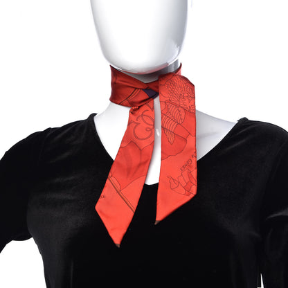 Hermes Silk Pavois Twilly Rouge Fluo Bleu Rouge 2 of 3