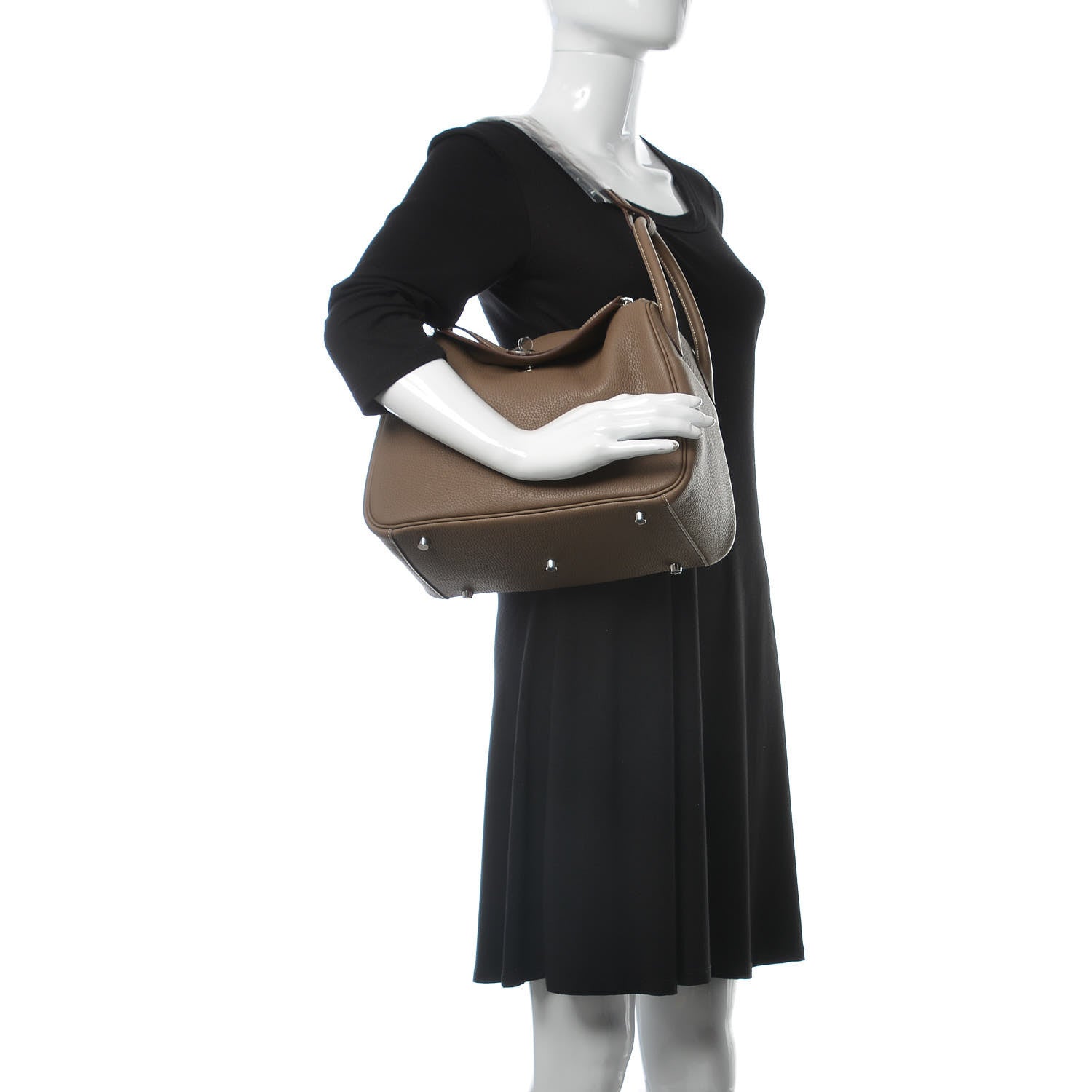 Hermes Taurillon Clemence Lindy 30 Etoupe 2 of 8