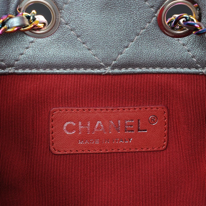 Chanel Iridescent Lambskin Calfskin Quilted Gabrielle Backpack Light Purple 6 of 9