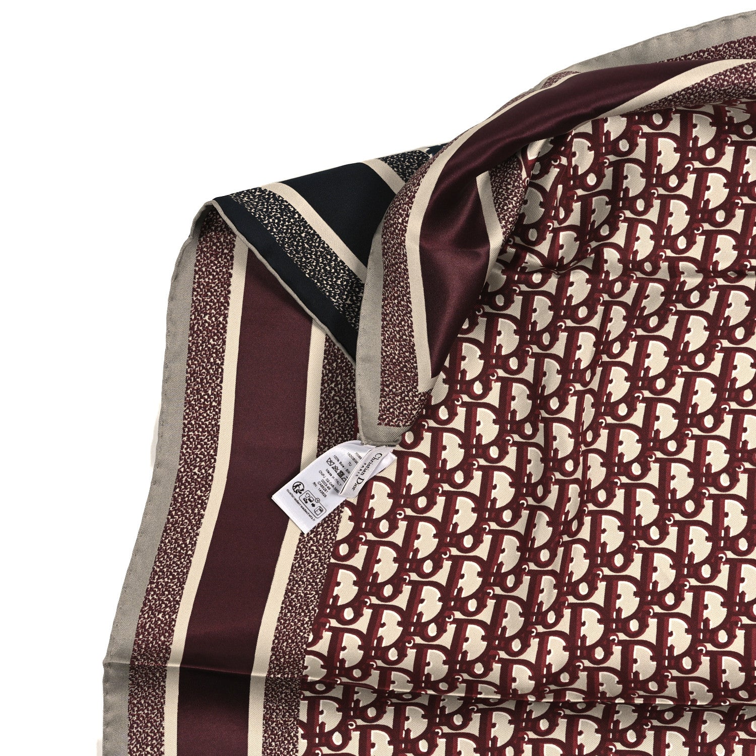 Christian Dior Silk Oblique Reversible Scarf 90 Blue Burgundy 4 of 4