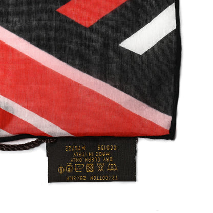Louis Vuitton Cotton Silk V Stripe Stole Black Red 2 of 4