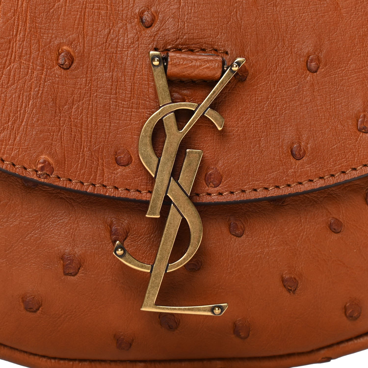 Saint Laurent Ostrich Mini Classic Monogram Kaia Satchel Brick 5 of 9