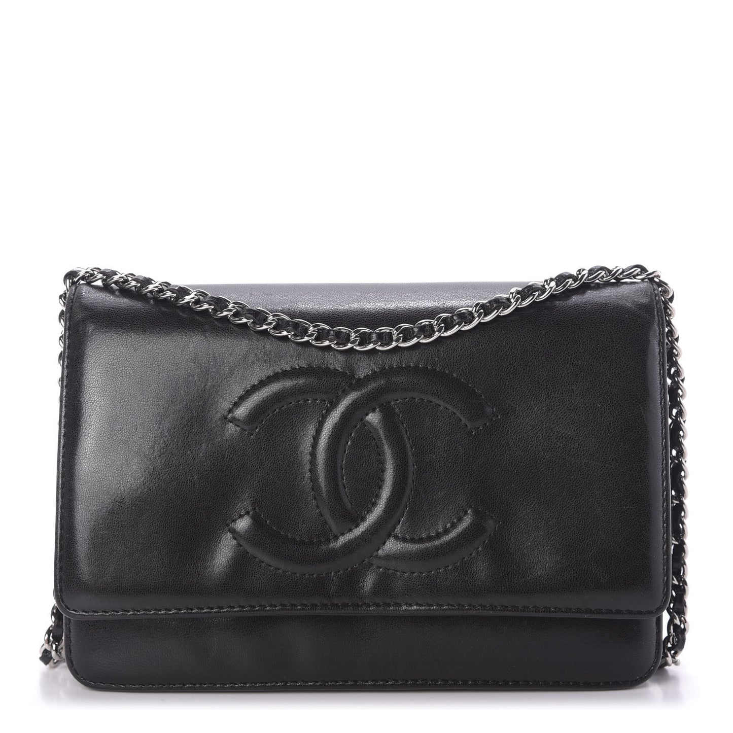 Lambskin Timeless CC Wallet On Chain WOC Black