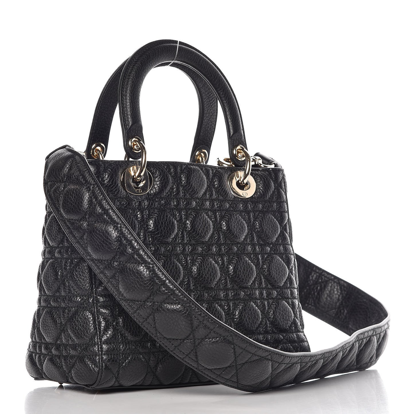 Grained Calfskin Cannage Medium Supple Lady Dior Black