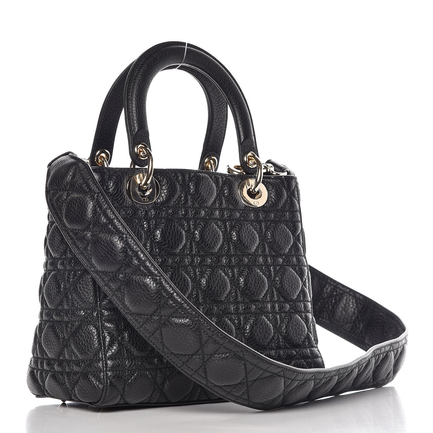 Christian Dior Grained Calfskin Cannage Medium Supple Lady Dior Black 3 of 10