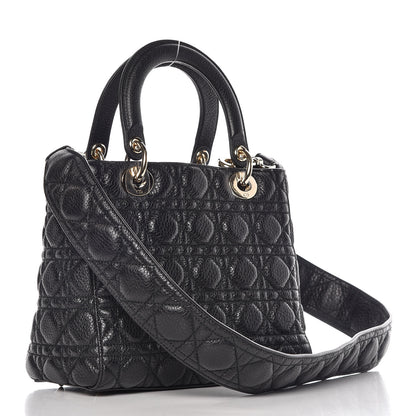 Christian Dior Grained Calfskin Cannage Medium Supple Lady Dior Black 3 of 10